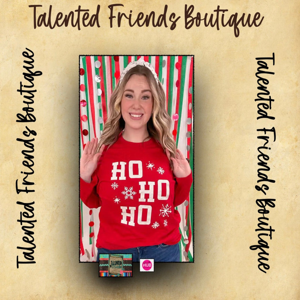 Ho Ho Ho W/Snowflakes Long Sleeve T-shirt