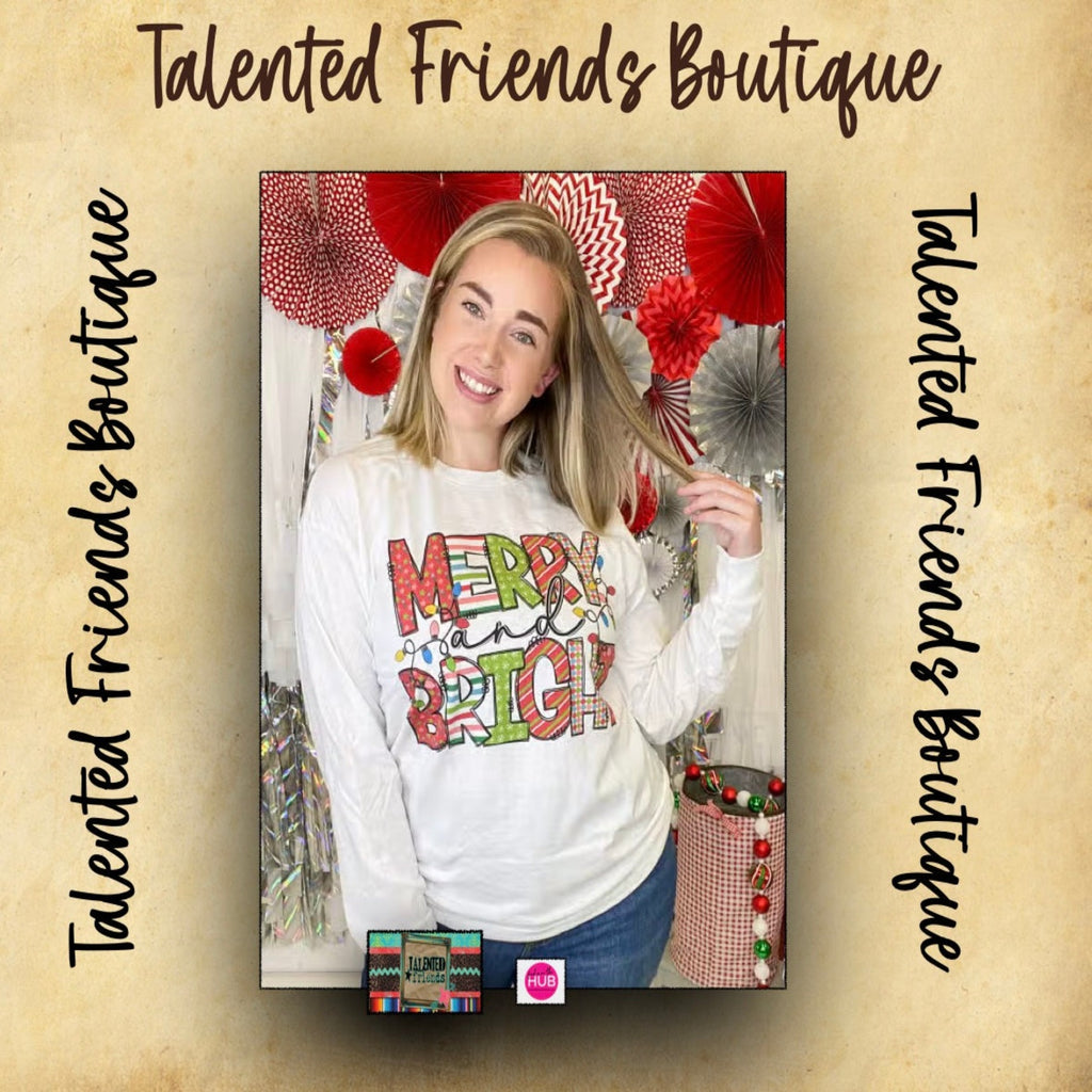Whimsical Merry & Bright Long Sleeve T-shirt