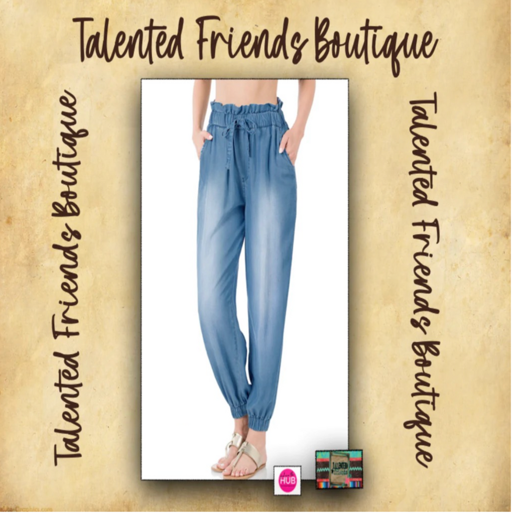 Miss Up And Running Chambray Joggers