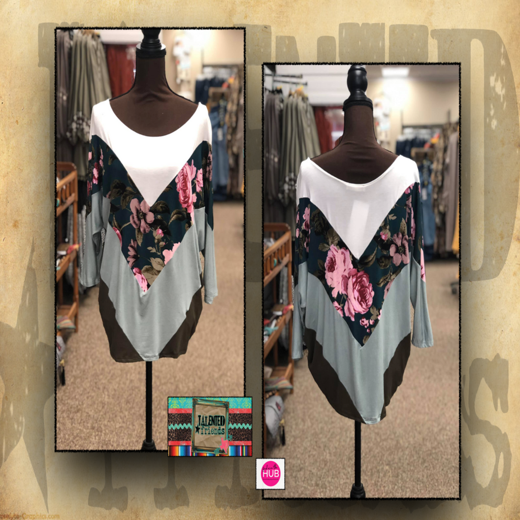 Miss Randy Teal Floral Top