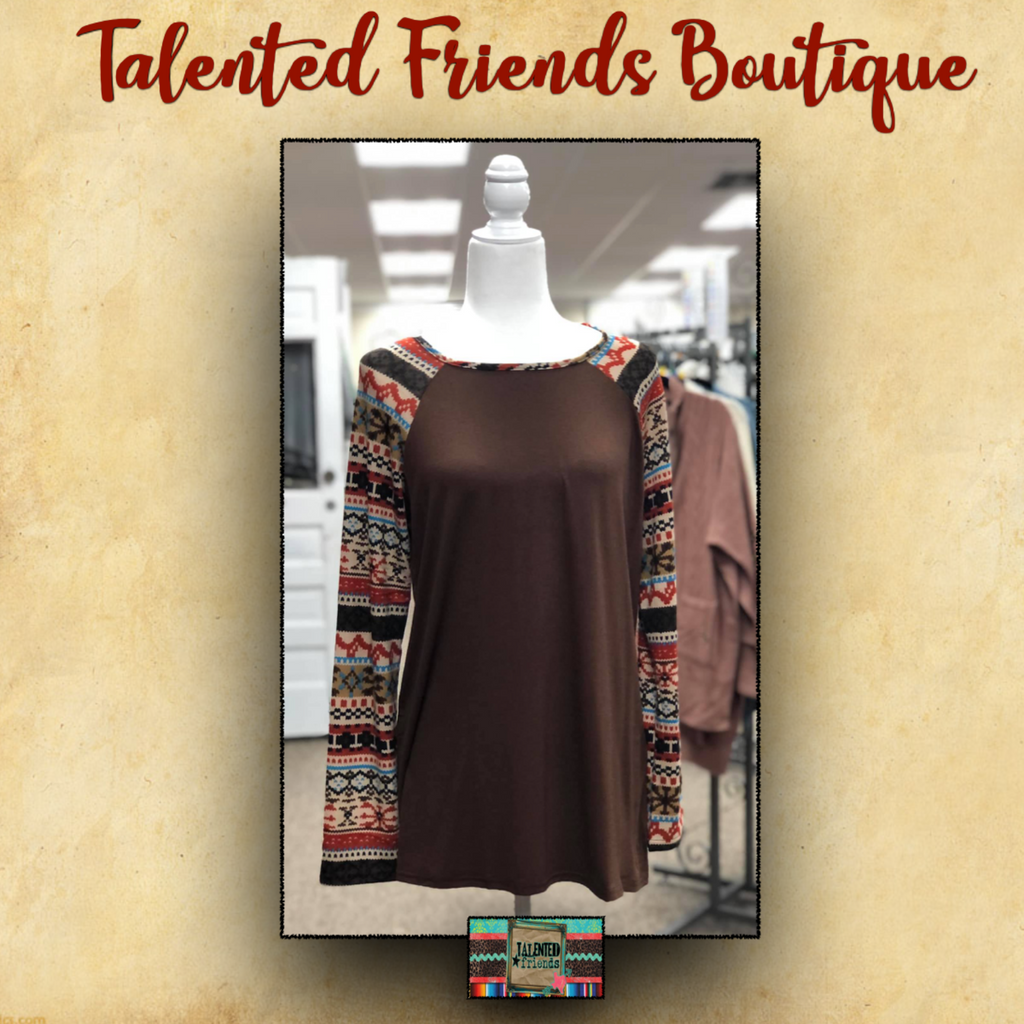 Printed Long Sleeve Raglan Shirt