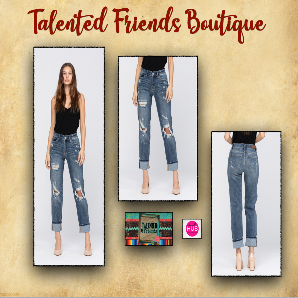 Judy Blue Bleach Splash Boyfriend Jeans