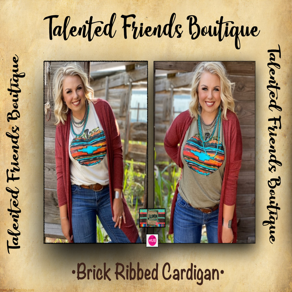 Miss Brick Ribbed Cardigan