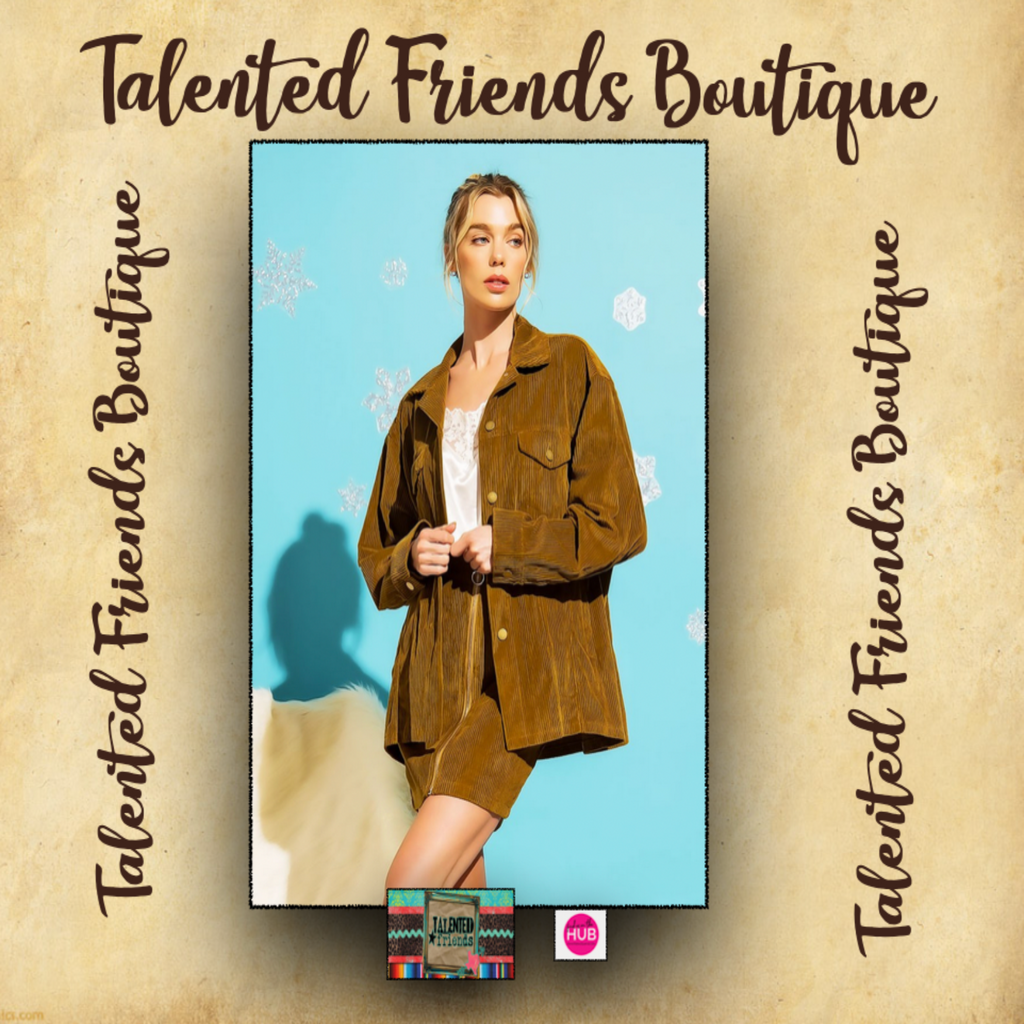 Miss Just Another Day Butternut Corduroy Shacket