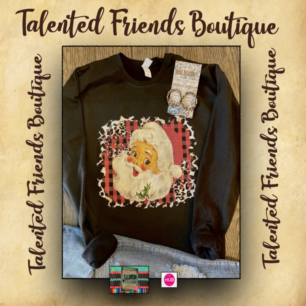 Jolly Santa W/ Leopard and Buffalo Plaid