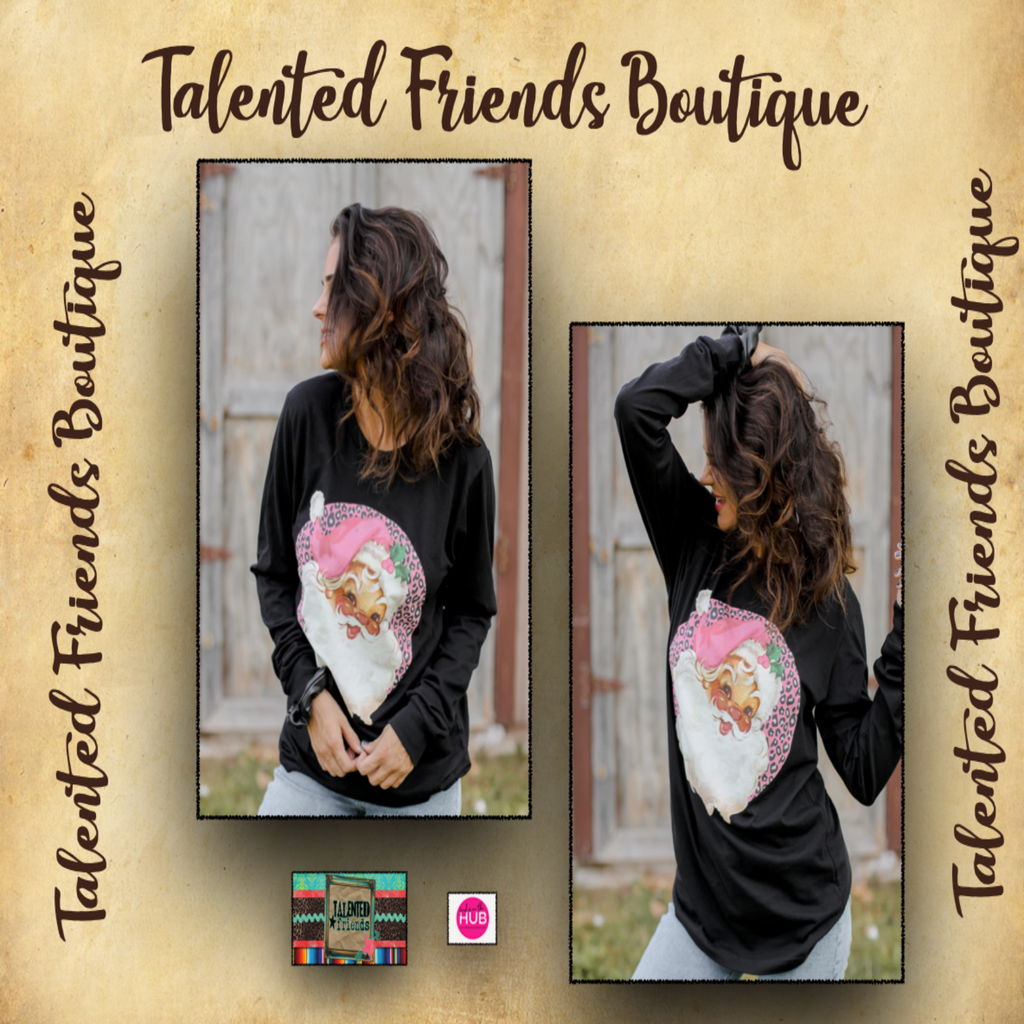 Pink Leopard Santa L/S T-shirt