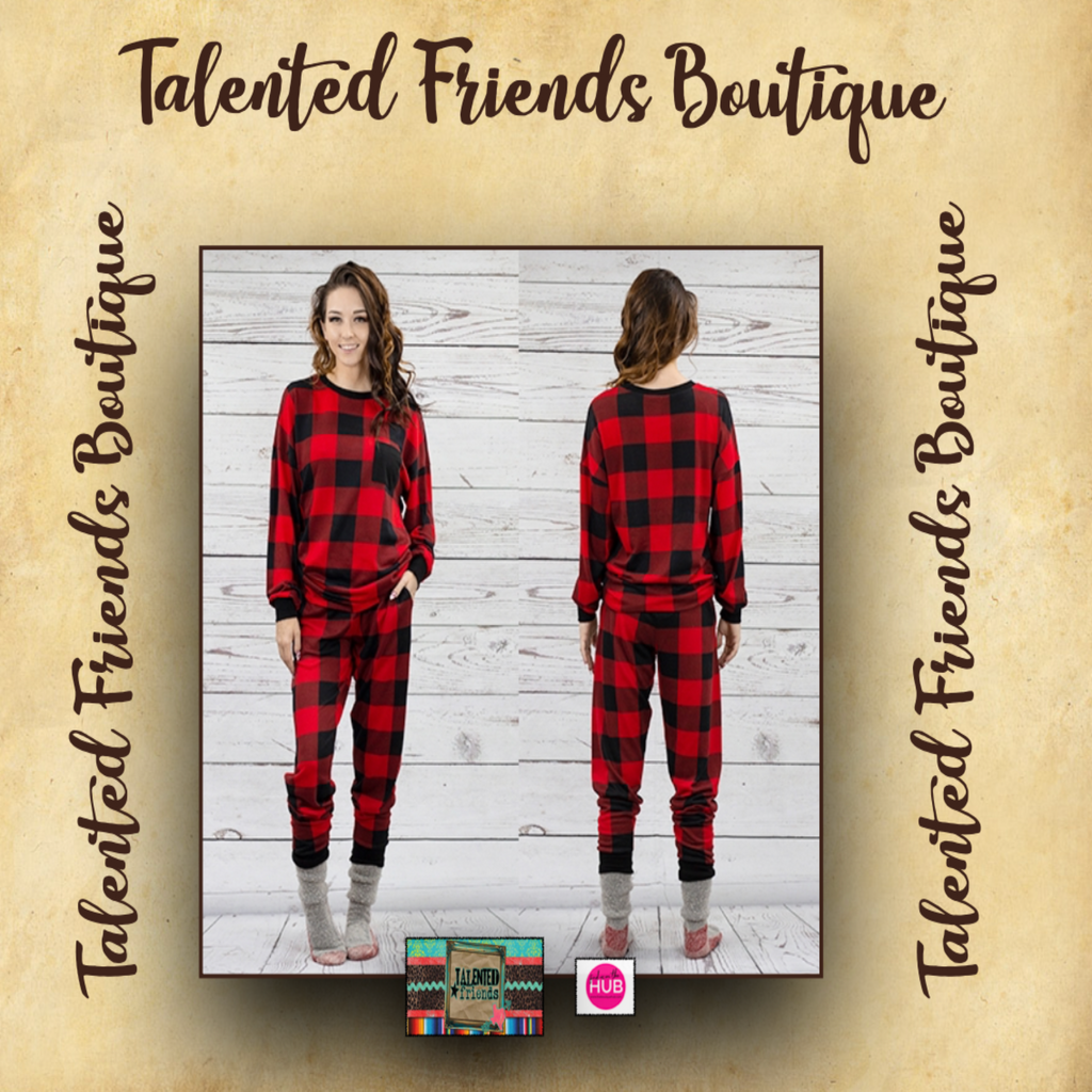 Red & Black Buffalo Plaid Pajama/Lounge Set