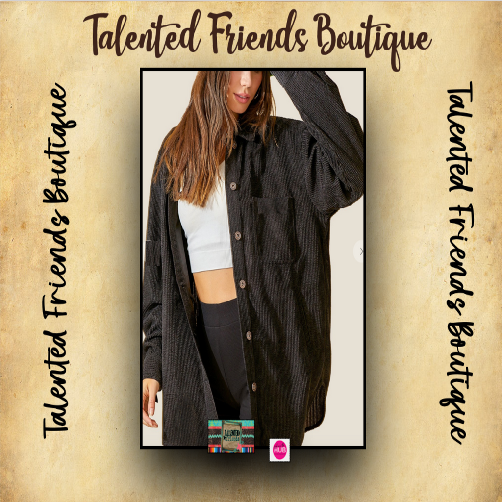 Miss You Can't Miss It Shacket - Black Plus Size