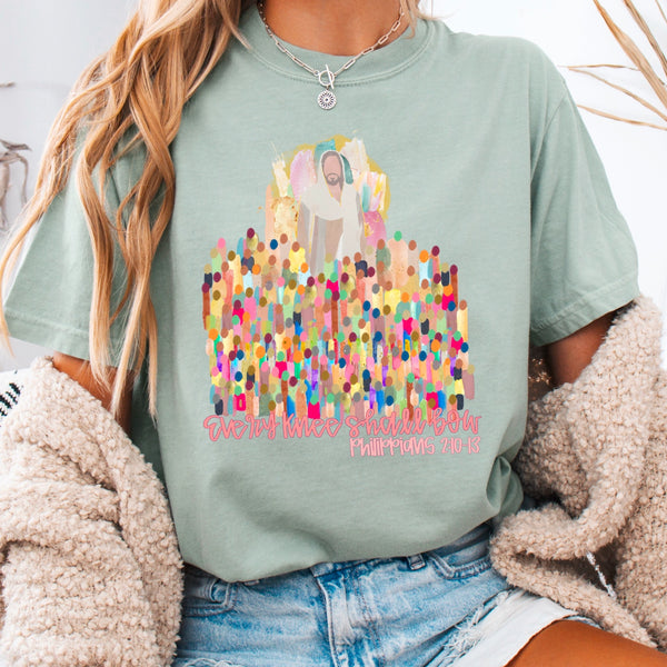 Every Knee Shall Bow - Phillipians 2:10 -13 T-shirt - Bay or Watermelon