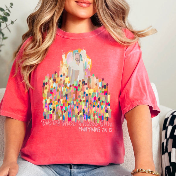 Every Knee Shall Bow - Phillipians 2:10 -13 T-shirt - Bay or Watermelon