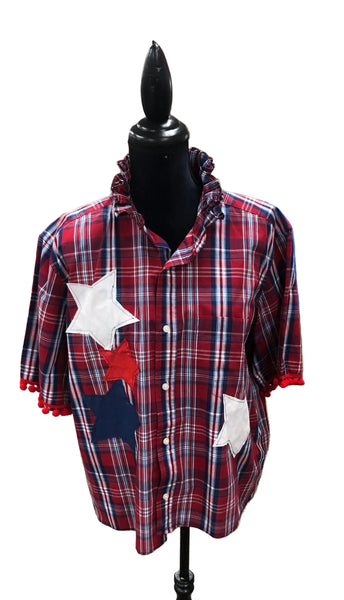 TF Refashioned Ruffle Collar  Applique Shirts