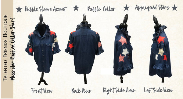 TF Refashioned Ruffle Collar  Applique Shirts