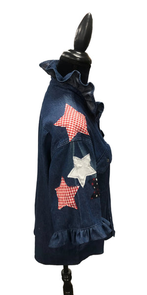 TF Refashioned Ruffle Collar  Applique Shirts