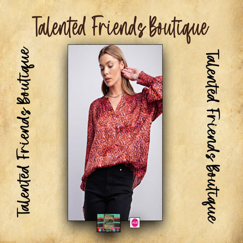 Miss Tell Me More Blouse - Red/Orange
