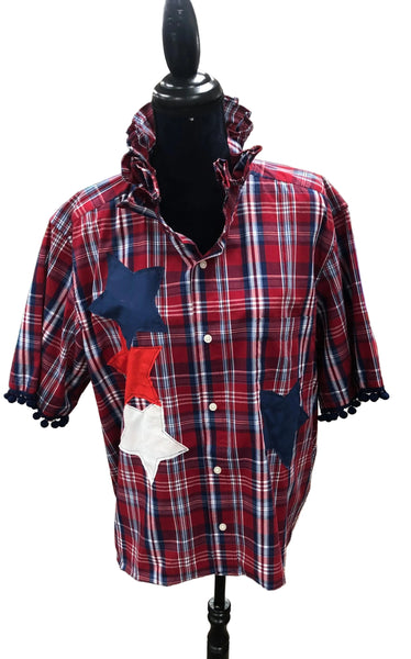 TF Refashioned Ruffle Collar  Applique Shirts