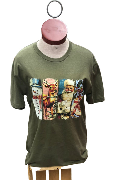 Retro Vintage - Snowman, Reindeer, Santa, Ice Skate T-shirt