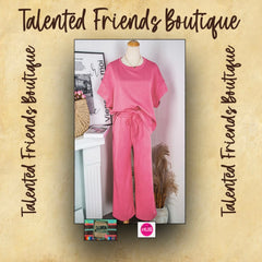 CAS - Miss Make Your Day Textured Pant Set - Pink