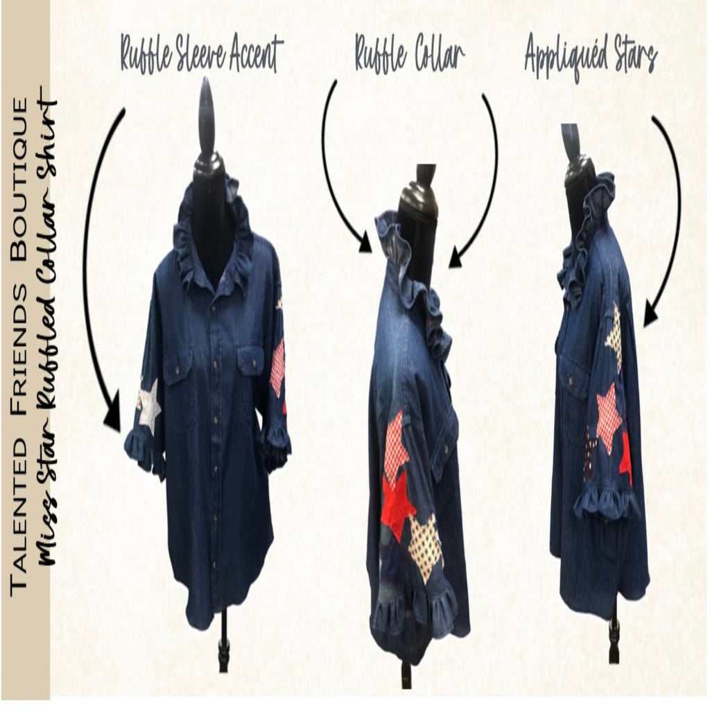 TF Refashioned Ruffle Collar  Applique Shirts