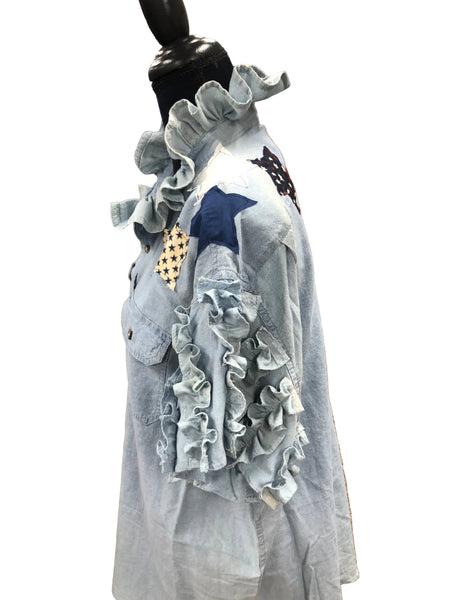 TF Refashioned Ruffle Collar  Applique Shirts