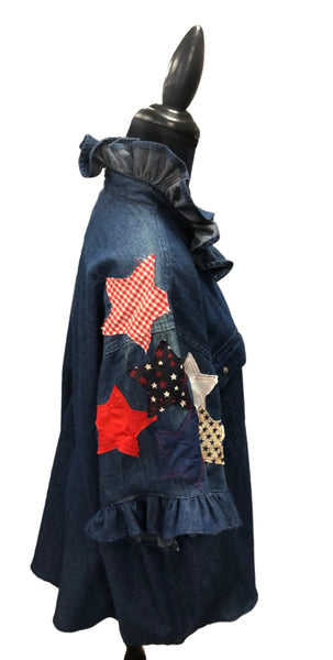 TF Refashioned Ruffle Collar  Applique Shirts