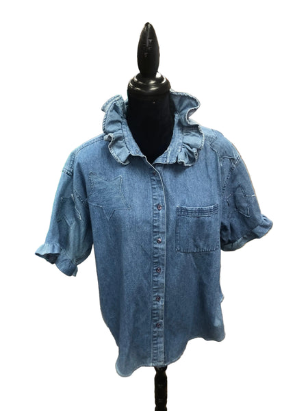 TF Refashioned Ruffle Collar  Applique Shirts