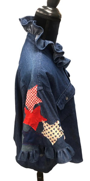 TF Refashioned Ruffle Collar  Applique Shirts