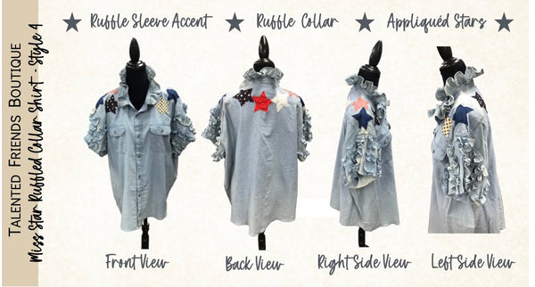 TF Refashioned Ruffle Collar  Applique Shirts