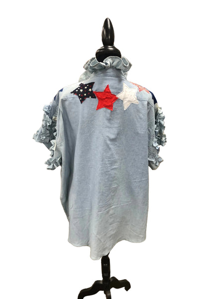 TF Refashioned Ruffle Collar  Applique Shirts
