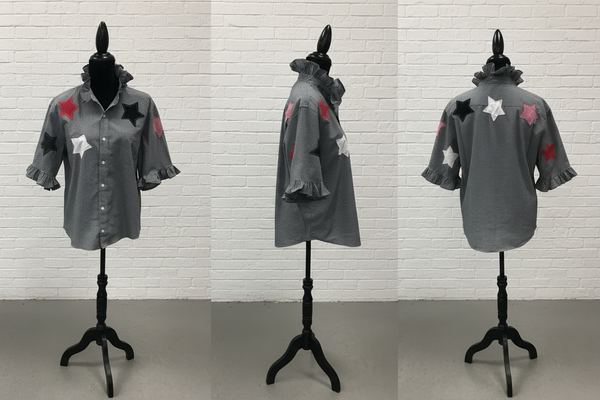 TF Refashioned Gingham Shirts W/Applique Stars