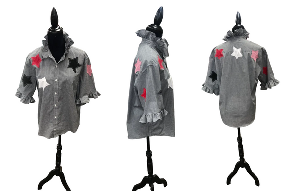 TF Refashioned Gingham Shirts W/Applique Stars