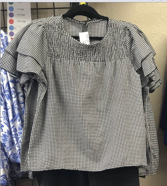 Miss Up Front Black Gingham Top