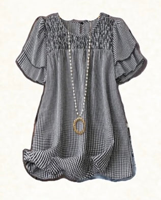 Miss Up Front Black Gingham Top