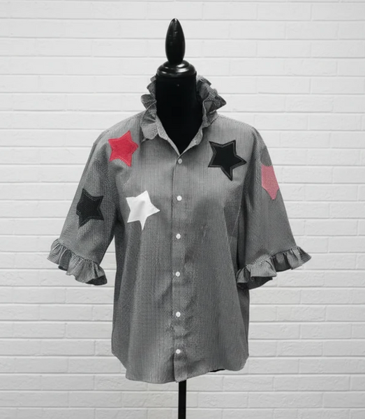 TF Refashioned Gingham Shirts W/Applique Stars