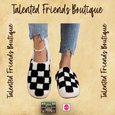 Black & White Checkered Slippers