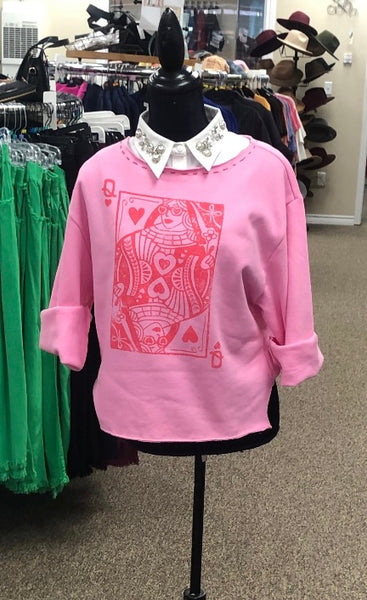 Queen Of Hearts Refashioned Sweatshirt