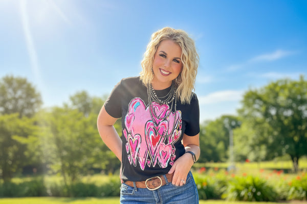 Bunches Of Love Black V-Neck Tee