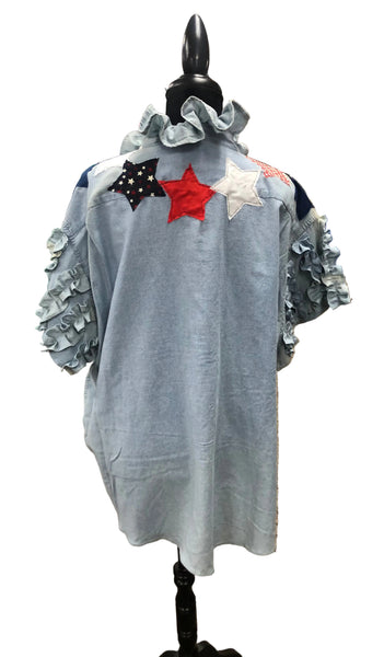 TF Refashioned Ruffle Collar  Applique Shirts