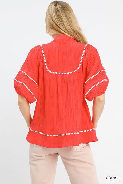 Miss Effortless Blouse - Coral