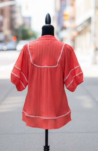 Miss Effortless Blouse - Coral