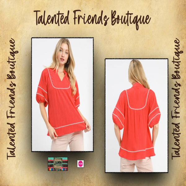 Miss Effortless Blouse - Coral