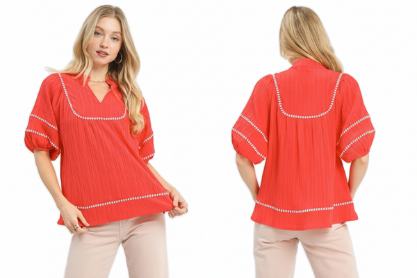 Miss Effortless Blouse - Coral