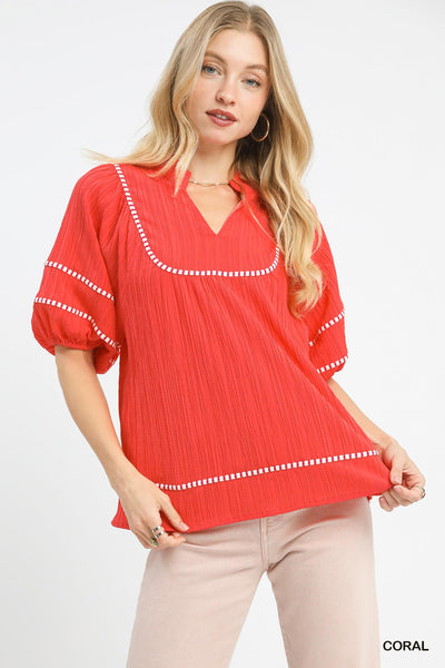Miss Effortless Blouse - Coral
