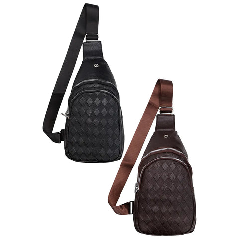 Diamond Embossed Pebble Faux Leather Sling Bag