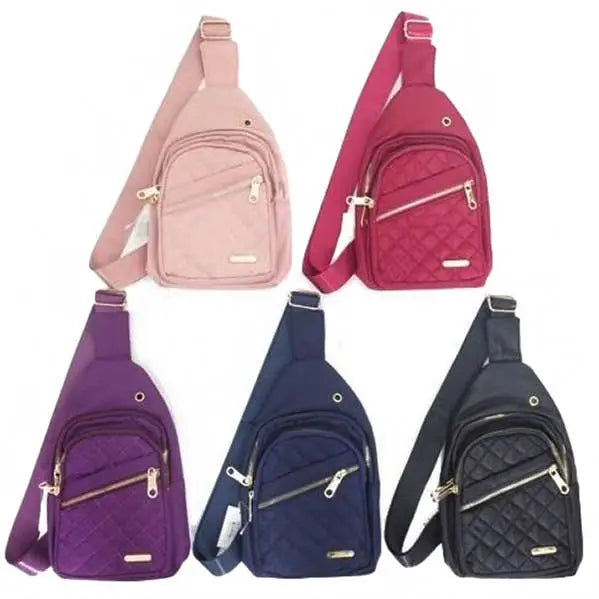 Diamond Quilted Polyester Shoulder Sling Bag