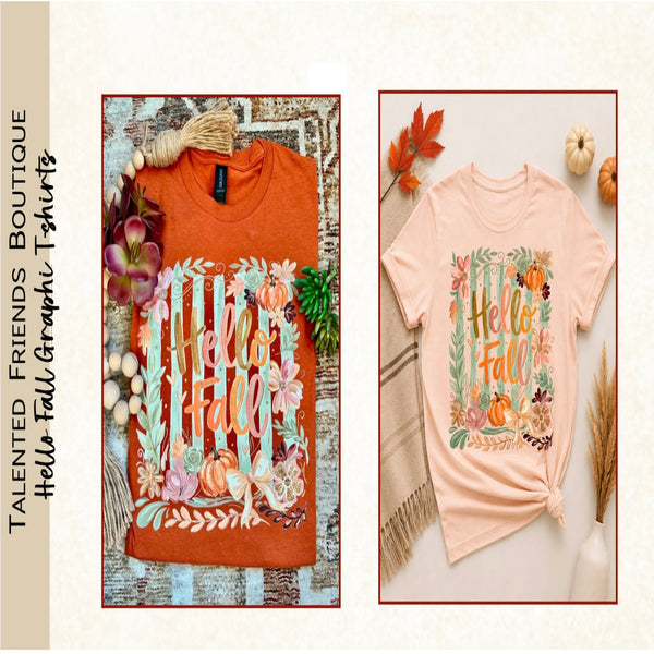 Hello Fall Graphic Tee - Rust