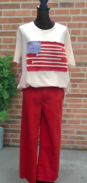American Flag Patch Top