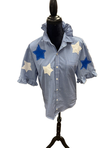 TF Refashioned Gingham Shirts W/Applique Stars