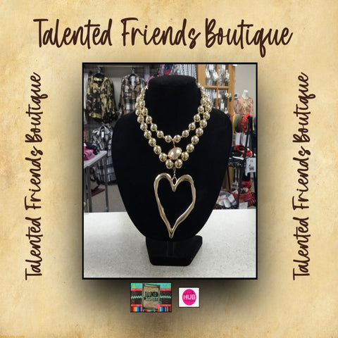 Bohemian Beaded Choker/Necklace Set - Gold Tone