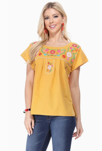 Miss Fiesta Embroidered Blouse - Honey