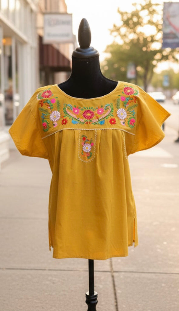 Miss Fiesta Embroidered Blouse - Honey